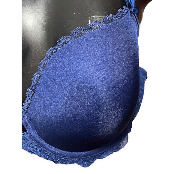 42D Adore Me Lace Front Closure Bra Blue Underwire Padded - Picture 2 of 11
